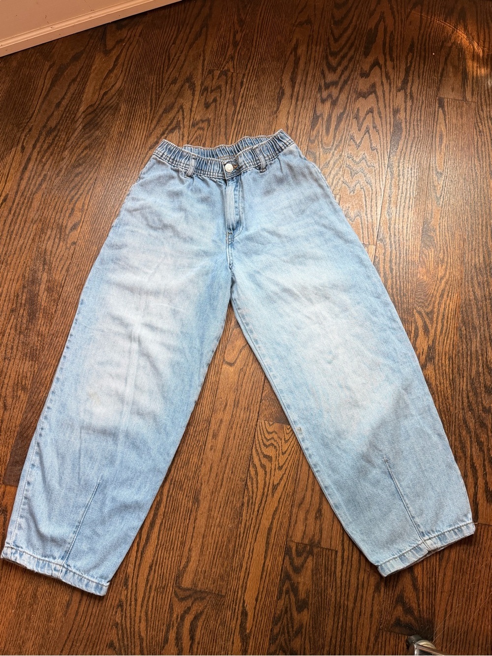 Light Wash Elastic Waist Wide Leg Jeans size 10/12